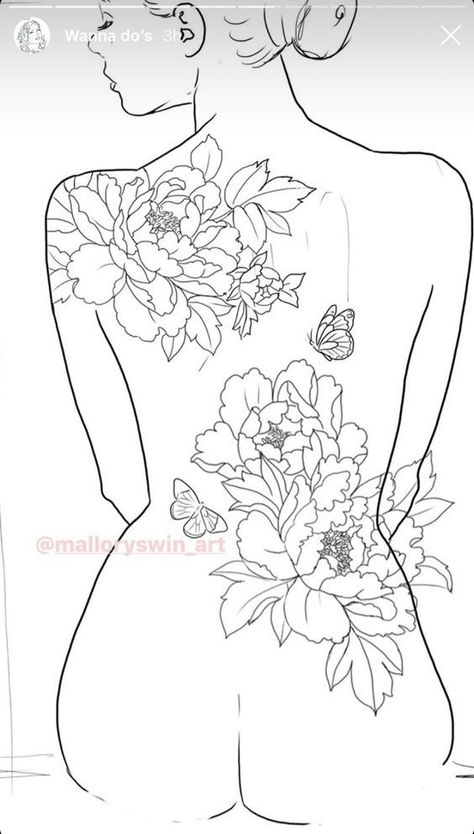 Women’s Body Tattoo Design, Hip To Back Tattoo, Mandala Flower Back Tattoo, Back Tattoo Drawings Women, Full Back Tattoo Women Stencil, Back Tattoos That Wrap Around, Arm Tattoos Feminine, Skeleton Back Tattoo Women, Big Floral Back Tattoo