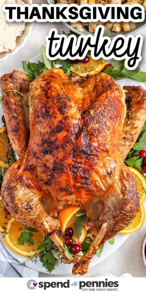 This Thanksgiving turkey recipe is the best way to impress your guests at dinner! Perfect for any special day, it features a beautifully cooked turkey with juicy breast meat that's sure to satisfy. Simply buy a whole turkey, follow the straightforward instructions, and watch as it transforms into a delicious centerpiece. Gather your loved ones and enjoy this savory dish that’s perfect for feasting and celebrating together. #spendwithpennies Holiday Turkey Recipes, Turkey Bag, Cooking The Perfect Turkey, Best Roasted Turkey, Easy Turkey Recipes, Roast Turkey Recipes, Baked Turkey, Turkey Recipes Thanksgiving, Turkey Recipe