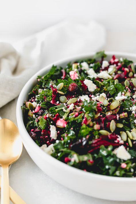 Kale Beet Salad, Spinach Beet Salad, Beet And Kale Salad, Kale Feta, Amazing Salads, Kale Quinoa Salad, Beet Salad Recipes, Pickles Recipe, Canning Pickles