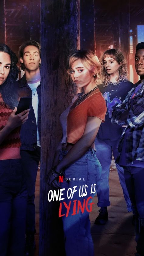 One Of Us is Lying Official Poster Netflix One Of Us Is Lying, Best Teen Movies, Romcom Movies, Teen Series, Good Animated Movies, New Disney Movies, Movies To Watch Teenagers, Movie Hacks, Netflix Movies To Watch