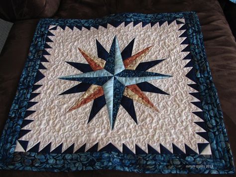 Compass Rose Quilt, Compass Quilt Pattern, Compass Quilt, Mariners Compass Quilt, Storm At Sea Quilt, Nautical Quilt, Storm At Sea, Sea Quilt, Mariners Compass