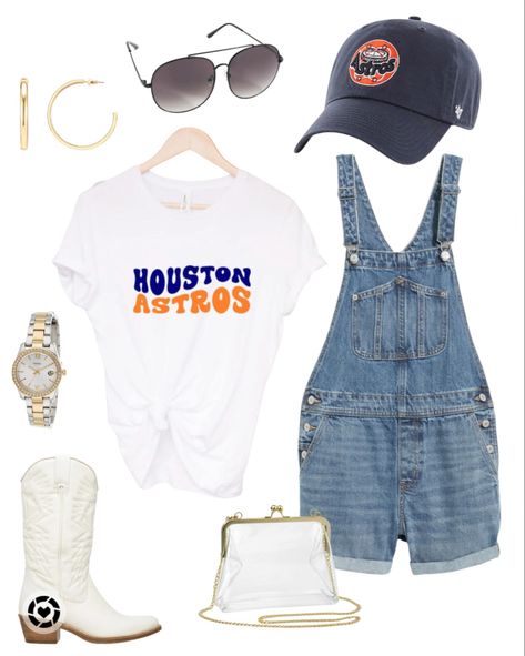 Stadium Outfit Women Summer, Houston Astros Outfit Woman, Houston Astros Outfit, Stadium Outfit, Baseball Outfits, Astros Game, Astros Baseball, Baseball Stadium, Baseball Outfit