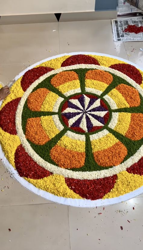 Rangoli Designs Floral, Big Rangoli Designs Latest, Peacock Flower Rangoli, Welcome Flower Rangoli, Floral Rangoli Designs Flower, Welcome Rangoli, Rangoli Flower, Floral Rangoli, Best Rangoli Design