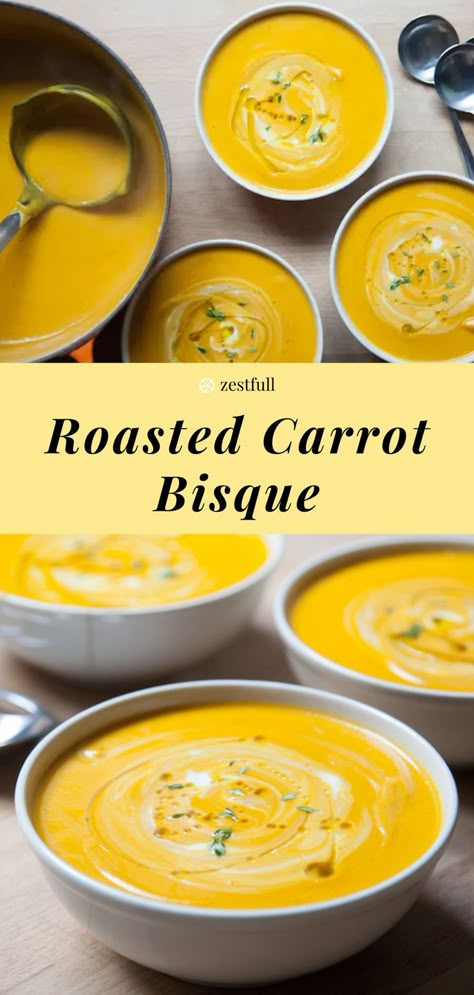 Discover a cozy and comforting fall soup with this Dairy-Free Roasted Carrot Bisque recipe! Made with wholesome ingredients, this creamy soup is perfect for a chilly evening. Ideal for those looking for a healthy, vegan, and allergy-friendly option. Roast Vegetable Soup Recipe, Carrot Bisque, Dairy Free Soup Recipe, Roasted Carrot Soup, Roasted Vegetable Soup, Creamy Soup Recipes, Cozy Fall Recipes, Dairy Free Soup, Roasted Carrot