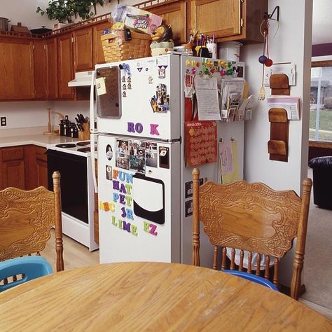 A Decked-Out Fridge Grandma Kitchen, Grandma's House, Remembering Grandma, Candy Lady, Kitschy Decor, Vintage Kitchen Accessories, Grandmothers Kitchen, How To Store Potatoes, Kitchen Fridges