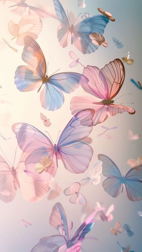 Retro Butterfly Aesthetic, Soft Butterfly Aesthetic, Butterflies Wallpaper Aesthetic, Pretty Butterfly Wallpapers, Pink And Blue Wallpaper Aesthetic, Pink And Blue Aesthetic Wallpaper, 3d Butterfly Wallpaper, Butterfly Homescreen, Homescreen Wallpaper Ideas