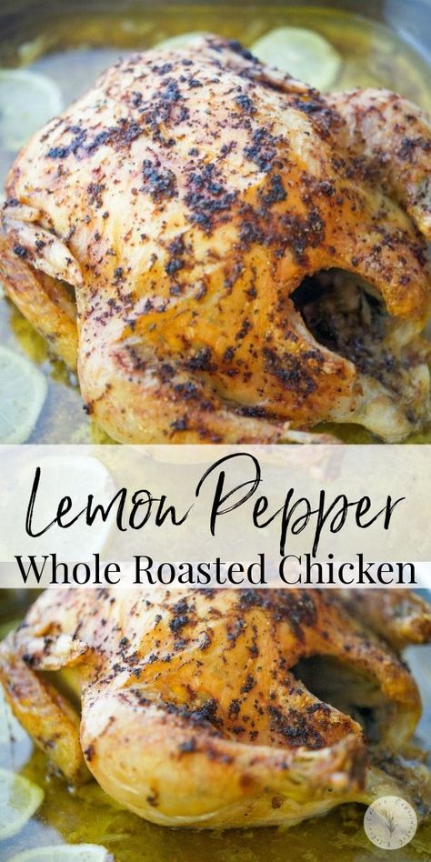 Lemon Pepper Whole Roasted Chicken using fresh lemon zest and cracked fresh black pepper is a deliciously easy recipe with a ton of flavor. #chicken #wholechicken #roastedchicken #lemon #glutenfree #dairyfree #keto #lowcarb Lemon Pepper Whole Chicken Baked, Whole Chicken Lemon Pepper Recipes, Whole Chicken Recipes Lemon, Lemon Pepper Roasted Chicken, Lemon Pepper Rotisserie Chicken Recipes, Whole Rotisserie Chicken Recipes, Lemon Pepper Whole Chicken, Whole Chicken In Oven, Whole Chicken Recipes Oven