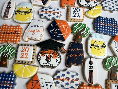 Auburn University Graduation Cookies Auburn Cookies, Auburn Graduation, Golf Cookies, University Graduation, Graduation Cookies, Auburn University, Sugar Cookies Decorated, Graduation Party, Auburn