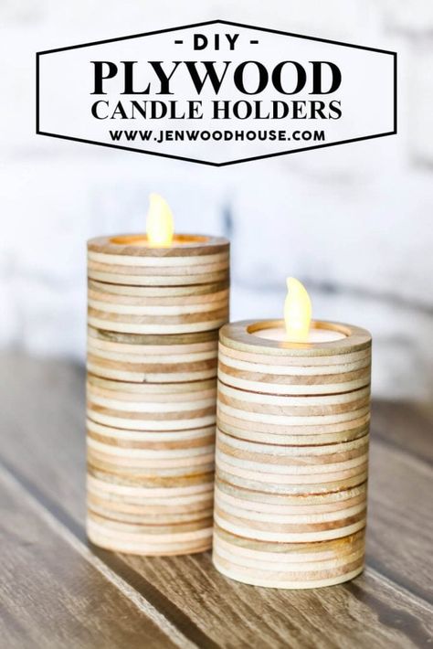 20 Crafty DIY Candle Holder Ideas to Warm Up Your Home Diy Tea Light Candle Holders, Wood Inspiration, Plywood Projects, Diy Tea, Tea Light Candle Holders, Wood Craft Projects, Lathe Projects, Tea Diy, Diy Candle Holders