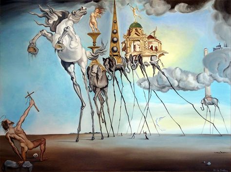 Salvador Dali: The Temptation of St. Anthony Salvador Dali Artwork, Dali Artwork, Salvador Dali Paintings, Temptation Of St Anthony, Salvador Dali Art, Dali Paintings, Dali Art, Most Famous Paintings, Hieronymus Bosch