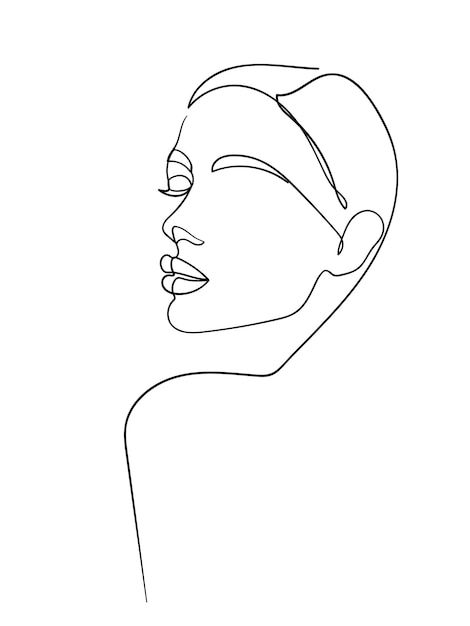 Easy One Line Drawing Face, One Line Face Painting, Line Drawing Womens Face, Facial Line Art, Abstract Face Outline, One Line Faces Drawing, Face Lines Drawing, Line Art Face Woman, Face Outlines For Drawing