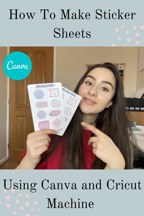 Cricut Sticker Sheet Tutorial, Making Stickers In Canva, Making Stickers With Canva, How To Use Canva For Cricut, Canva To Cricut, How To Make Sticker Sheets With Cricut, Using Canva For Cricut, Cricut Sticker Sheet, How To Make Sticker Sheets