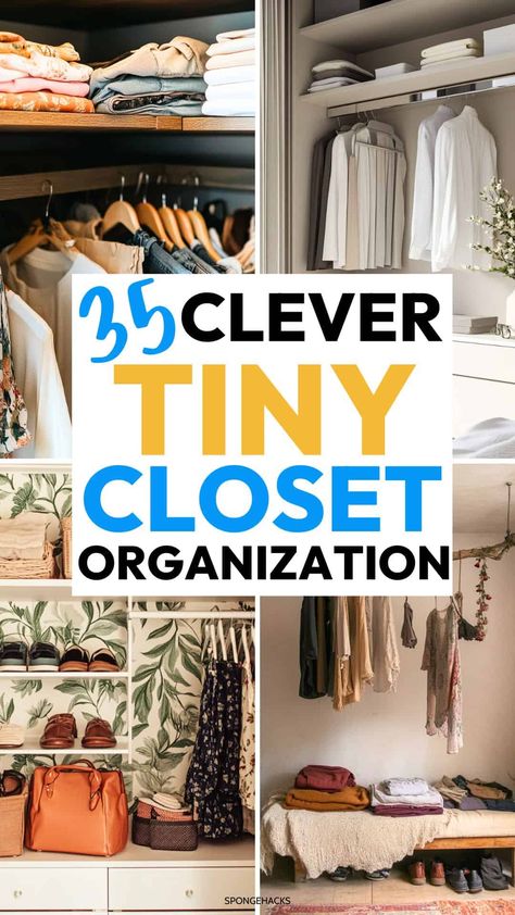 35 Incredible Tiny Closet Organization Solutions Maximum Closet Storage, Very Small Bedroom Closet Ideas, Increase Closet Space, Boot Closet Storage, Small Closet Set Up Ideas, Small Narrow Closet Ideas, Narrow Deep Closet Ideas, Small Closet Organizer Ideas, Organize Master Closet