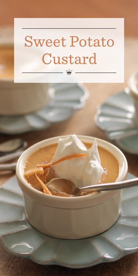 Sweet Potato Custard Recipe, Custards Recipe, Recipes For Sweet Potatoes, Sweet Potato Custard, Pumpkin Pie Martini Recipe, Maple Sweet Potatoes, Sweet Potato Pudding, Cooking Sweet Potatoes, Baked Sweet Potato