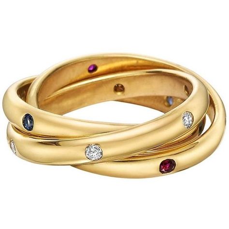 Yellow Gold Sapphire Ring, Rolling Ring, Cartier Gold, Trinity Ring, Ruby Ring Gold, Gold Sapphire Ring, Yellow Gold Setting, Ruby Sapphire, Gold Band Ring