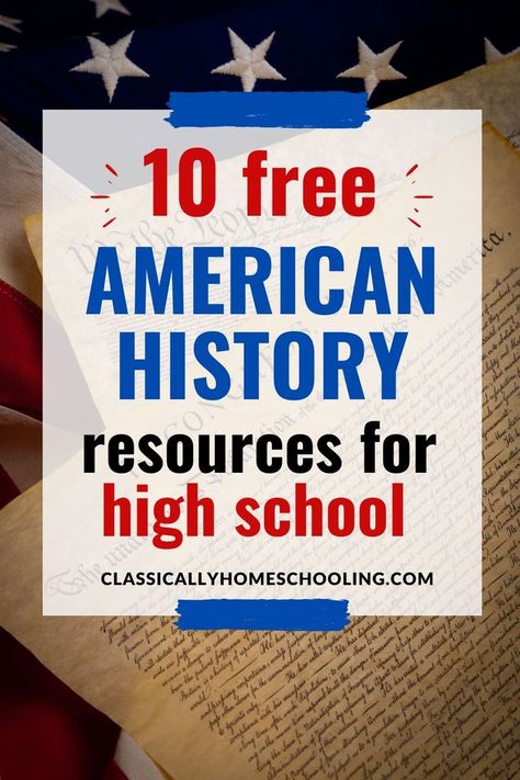 10 Free Teaching Resources for High School American History High School American History, Instructional Activities, Homeschool High School Curriculum, Teaching Us History, Teaching American History, High School Curriculum, American History Lessons, High School Activities, High School History