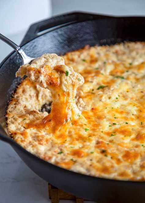 My baked Cajun Hot Crab Dip uses lump Alaska crab meat, Monterey Jack cheese, cream cheese and a spicy Cajun seasoning. This seafood dip is ready in 30 minutes. #sponsored #AskForAlaska @alaskaseafood Seafood Dips Recipes, Shrimp And Crab Dip, Spicy Crab Dip, Cajun Crab Dip, Crawfish Dip, Cajun Crab, Dip Recipes Hot, Seafood Dip, Spicy Crab