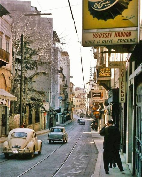 Rue Georges Picot [1964] Old Beirut, Lebanon Culture, Arab Core, Mediterranean Aesthetic, Arab Culture, Arab World, Beirut Lebanon, Beirut, Old Pictures