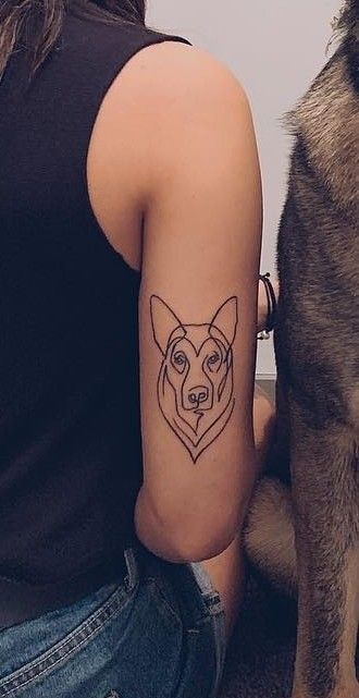 Gsd Tattoo Simple, K9 Tattoo, German Shepherd Fine Line Tattoo, Minimalist German Shepherd Tattoo, Fine Line German Shepherd Tattoo, German Shepherd Line Tattoo, Shepherd Tattoo, Simple German Shepherd Tattoo, German Shepherd Tattoos