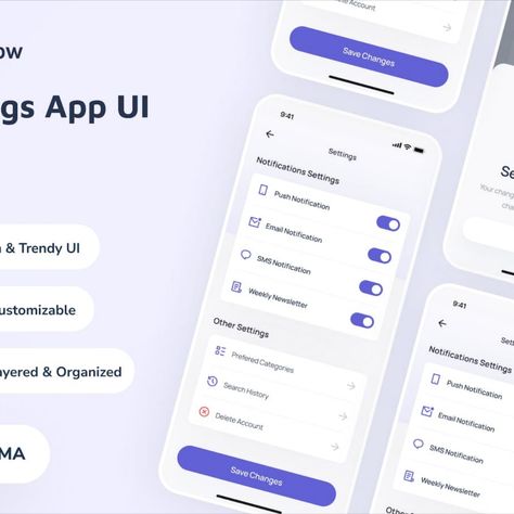 Neyow - Settings App UI Setting Ui, Profile Ui Design, Web Design Mobile, Ux Mobile, Mobile Ui Design, Mobile Development, Products Design, Mobile App Ui, Ui Design Inspiration