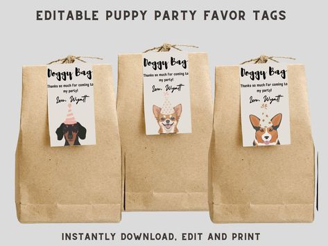 Dog Party Bags, Puppy Party Birthday, Puppy Party Favors, Puppy Pawty, Return Gifts For Kids, Birthday Goodie Bags, Dog Birthday Party, Dog Party, Puppy Party