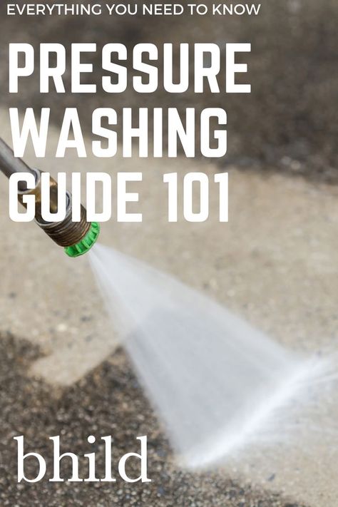 Pressure washing guide 101 article cover Stained Patio, Pressure Washing Business, Landscaping Inspiration, Roof Cleaning, Easy Landscaping, Pressure Washing, Landscape Projects, Business Look, Different Types