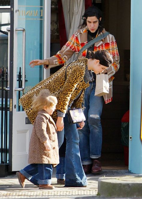 Peaches Geldof, Pixie Geldof, Bob Geldof, Orange Hats, Leopard Print Coat, Beige Coat, Family Days Out, Blonde Boys, Print Coat