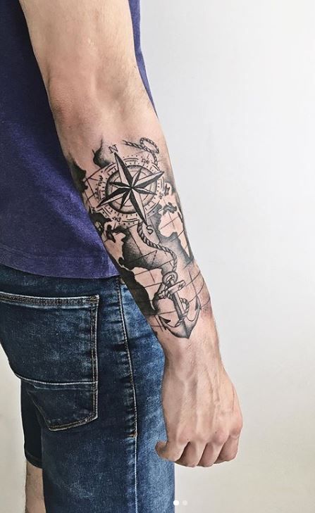 #anchortattoo Anchor Sleeve Tattoo, Tattoo Anchor, Nautical Tattoo Sleeve, Mangas Tattoo, Anchor Tattoo Design, Forearm Band Tattoos, Herz Tattoo, Anchor Tattoos, Cool Forearm Tattoos