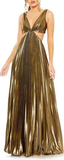 Metallic Prom Dresses, Cutout Gown, Bride Groom Dress, Prom Designs, Designer Prom Dresses, Stunning Gowns, Mac Duggal, Metallic Fabric, Tea Length Dresses