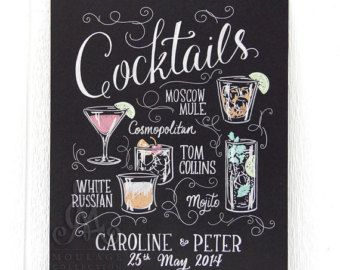 Creative Wedding Sign, Chalkboard Bar, Chalk Sign, Vintage Chalkboard, Chalkboard Lettering, Cocktails Sign, Chalkboard Designs, Black Board, Cocktail Art