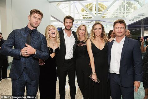 Gang's all here! The Avengers: Endgame premiere doubled as a Hemsworth family reunion. Pictured (left to right): Chris Hemsworth, Miley Cyrus, Liam Hemsworth, Leonie Hemsworth, Samantha Hemsworth and Luke Hemsworth Hemsworth Family, Tony Revolori, Miley And Liam, Luke Hemsworth, Hemsworth Brothers, Katherine Schwarzenegger, Letitia Wright, Cody Simpson, Elsa Pataky