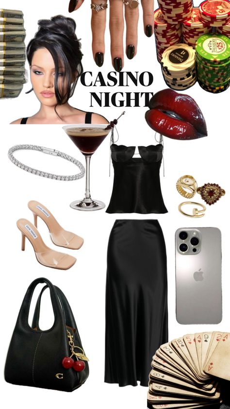 Outfit for casino night Outfit For Casino Night, Casino Night Outfit, Cocktail Party Outfit, Party Outfits Night, Poker Party, Casino Night Party, Casino Outfit, Black Jeans Outfit, Outfits Dress