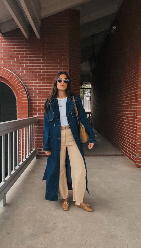 Denim Trench Coat Outfit 2024, Trench Outfit, Shirt Knot, Brown Mini Dress, Belted Pants, Casual Girl, Travel Outfit, Jacket Outfits, What I Wore