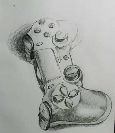 Ps4 Controller Drawing, Joystick Drawing, Gamer Drawings, Controller Sketch, Ps4 Drawing, Gamer Sketch, Playstation Cake, Traditional Sketches, Sketchbook Prompts