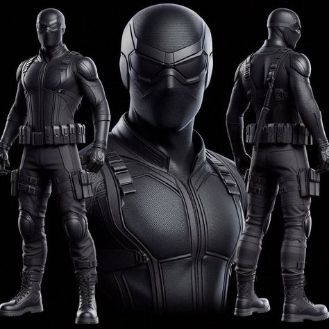 Leather Superhero Suit, Combat Outfit Men, Black Superhero Suit, Male Black Widow, Super Suit Design, Vigilante Suit Design, Superhero Mask Design, Super Hero Concept, Vigilante Character Design