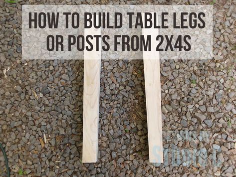 How to Build Table Legs or Posts from 2x4s A while back, I mentioned my friends, Chris and Elizabeth, who had an awesome idea using 2x4 lumber to make posts. I love this idea and decided to make th... Diy Furniture Legs Ideas, Build Table, Diy Wooden Table, Diy Table Legs, Kitchen Table Legs, Homemade Bird Houses, Crate Table, Wood Table Diy, Wood Table Legs