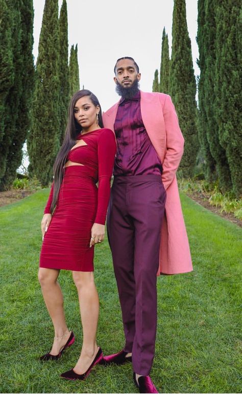 lauren and nipsey Nipsey Lauren, Nipsey Hussle Lauren London, Nipsey Hussle And Lauren London, Couple Fashion Matching, Lauren London Style, Pink Couple, Lauren London Nipsey Hussle, Couple Fashion, Nipsey Hussle