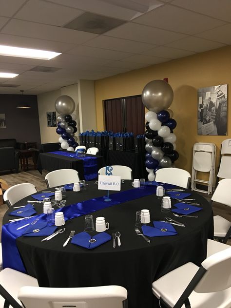 Police Awards Banquet, Law Enforcement Party Decorations, Police Gala Decorations, Law Enforcement Table Centerpieces, Police Banquet Centerpieces, Police Banquet Decorations, Men’s Party Favors, Black And Blue Party Decor, Law Enforcement Party Ideas