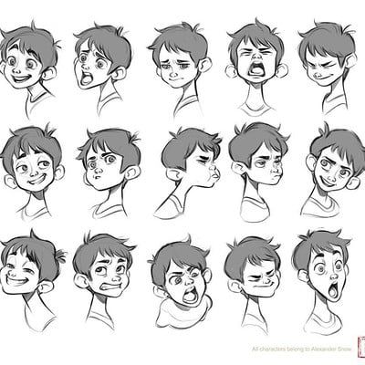 Tb Choi, Face Sketches, Cartoon Expression, Drawing Face Expressions, Sketches Art, 얼굴 드로잉, 디즈니 캐릭터, Cartoon Hair, Character Model