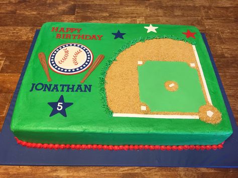 Baseball diamond birthday cake Baseball Diamond Cake, Baseball Themed Sheet Cake, Diamond Cake Ideas, Baseball Sheet Cake, Diamond Birthday Cake, Baseball Field Cake, Softball Cakes, Softball Birthday Cakes, Baseball Themed Cake