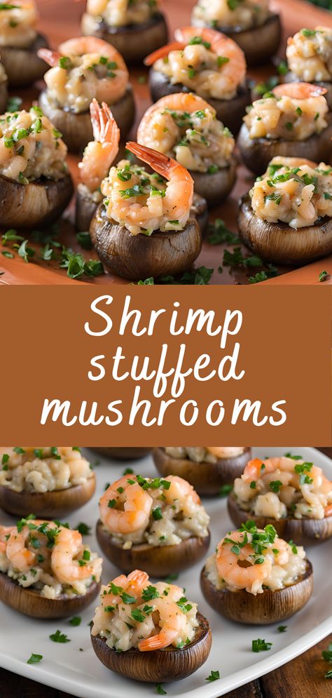 Shrimp stuffed mushrooms Recipe | Cheff Recipes Chinese Stuffed Mushrooms, Crawfish Stuffed Mushrooms, Stuffed Mushrooms With Shrimp, Hot Shrimp Appetizers, Seafood Mushroom Recipes, Shrimp Mushroom Recipes, Marinated Mushrooms Appetizer, Shrimp And Mushroom Recipes, Stuffed Shrimp Recipes