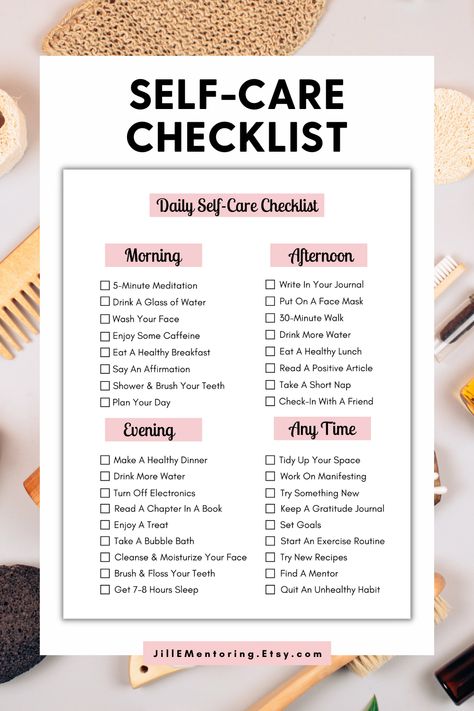 Self Care Habit Tracker, Daily Self Care Checklist, Self Care Tracker, Printable Self Care, 5 Minute Meditation, Daily Self Care, Self Care Checklist, Self Care Planner, Habit Tracker Printable