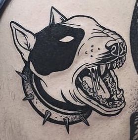 Pitbull Terrier Tattoo, Bull Terrier Tattoo, Bull Terrier Art, Hp Tattoo, Pitbull Tattoo, Dog Skull, American Traditional Tattoo Ideas, Traditional Tattoo Ideas, Traditional Tattoo Designs