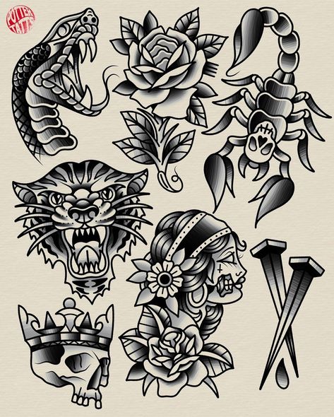 American Style Tattoo, Traditional Tattoo Man, Traditional Tattoo Stencils, Traditional Tattoo Drawings, Traditional Black Tattoo, Traditional Tattoo Flash Art, Vintage Style Tattoos, Traditional Tattoo Old School, Sailor Jerry Tattoos