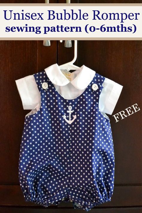 FREE Unisex Bubble Romper sewing pattern (0-6mths). Here's a great Bubble Romper sewing patern that is both FREE andd easy and quick to make. #SewModernKids #SewingForBaby #BabySewingPattern #SewingARomper #RomperSewingPattern Romper Sewing Pattern, Baby Romper Pattern, Diy Sy, Baby Bubble Romper, Baby Mode, Boy Sewing, Sewing Baby Clothes, Sew Ins, Romper Pattern