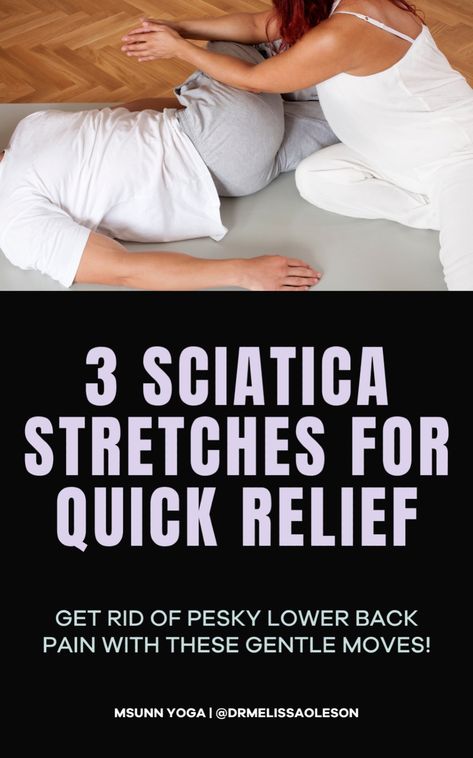 Got sciatica pain? Tired of dealing with sciatic nerve pain? Try this sciatica yoga flow for sciatica pain relief! This at-home yoga routine is full of sciatica stretches and exercises as well as the best yoga poses to relieve sciatica and yoga stretches for sciatica nerve pain. Try these sciatica yoga poses now for quick relief! Workout For Back Pain, Lower Back Yoga, Back Yoga Poses, Yoga For Neck Pain, Stretches For Sciatica, Workout For Back, Sciatica Yoga, Sciatic Pain Relief, Sciatica Massage