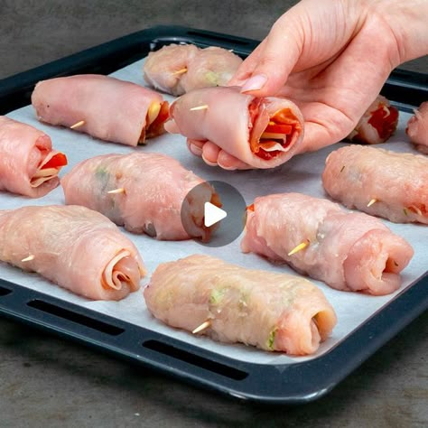 Rolled Chicken Breast, Appetizing Tv, Chicken Roll Ups, Cooking Cream, Chicken Rolls, Cook Chicken, Delicious Snacks Recipes, January 10, Chicken Dishes Recipes