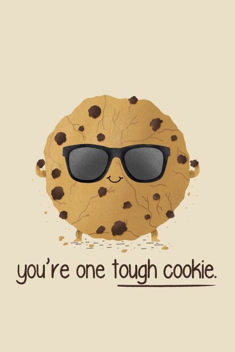 "you're one tough cookie" greetings card containing an illustration of a cookie with arms flexing it's muscles, wearing sunglasses and a smile. Tough Cookie Card, One Tough Cookie, Cookie Drawing, Locker Signs, Get Well Soon Card, Tough Cookie, Get Well Soon, Get Well, Greeting Cards