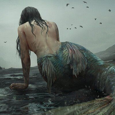 ArtStation - Mermaid, Yousaf Ejaz Rock Drawing, Siren Mermaid, Mermaid Aesthetic, Mermaid Dreams, Mermaids And Mermen, Mermaid Life, Mystical Creatures, Fantasy Aesthetic, Mermaid Art