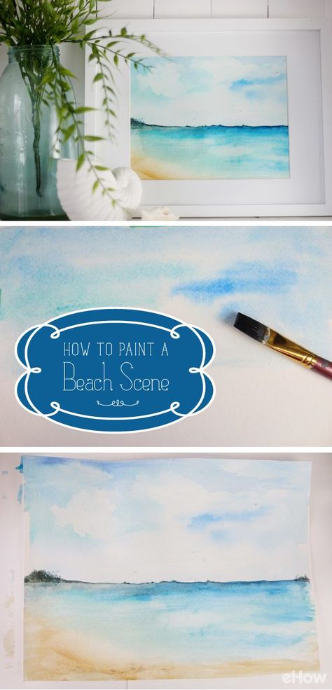 Muy bueno!!! Painting Beach Scenes, Paint A Beach, Wet On Wet Watercolor, Paint Beach, Beach Scene Painting, Scene Painting, Painting Beach, Watercolor Tips, Beach Watercolor